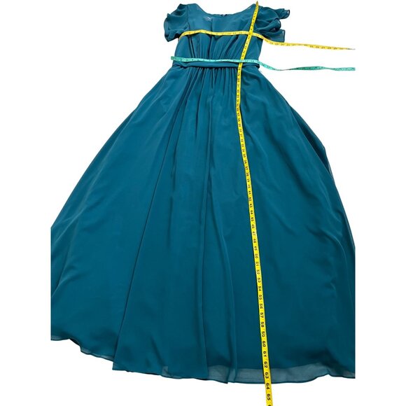 Azazie Daphne Bridesmaid Dress Peacock Teal Blue Green Maxi Gown NWT Size A12 - Picture 14 of 16